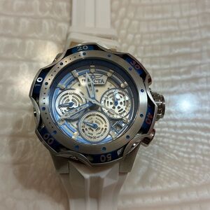 Invicta Silver Watch with White Band